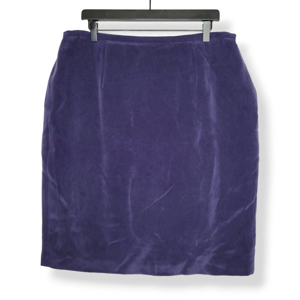 Evan Picone Womens 16W Silk Skirt Knee-length Stright Blue **Fits Like 10-12
